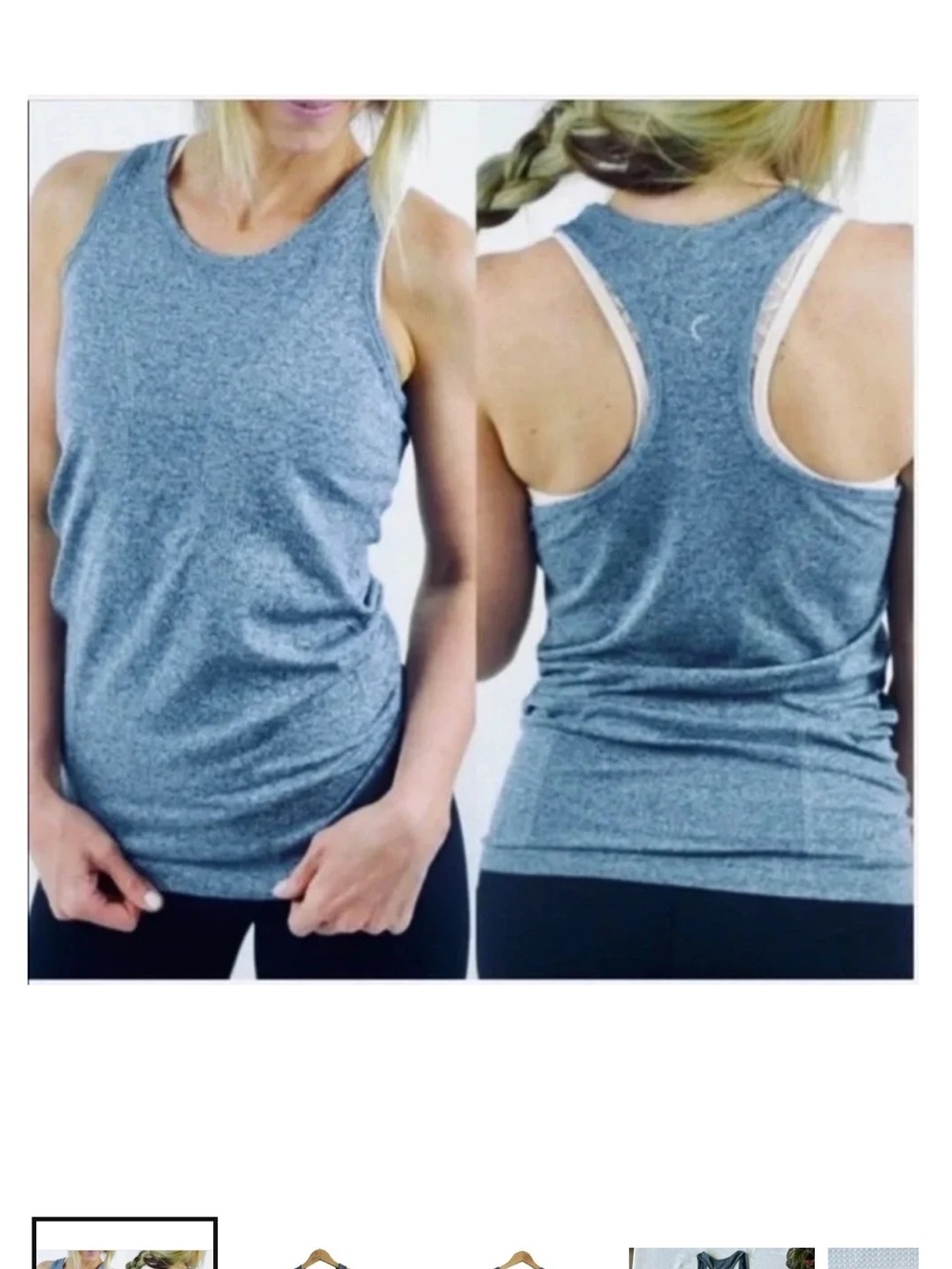 ZYIA Performance Heathered Navy Racerback Tank